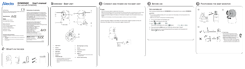 Page 1 de la notice Manuel utilisateur Alecto DVM2043C