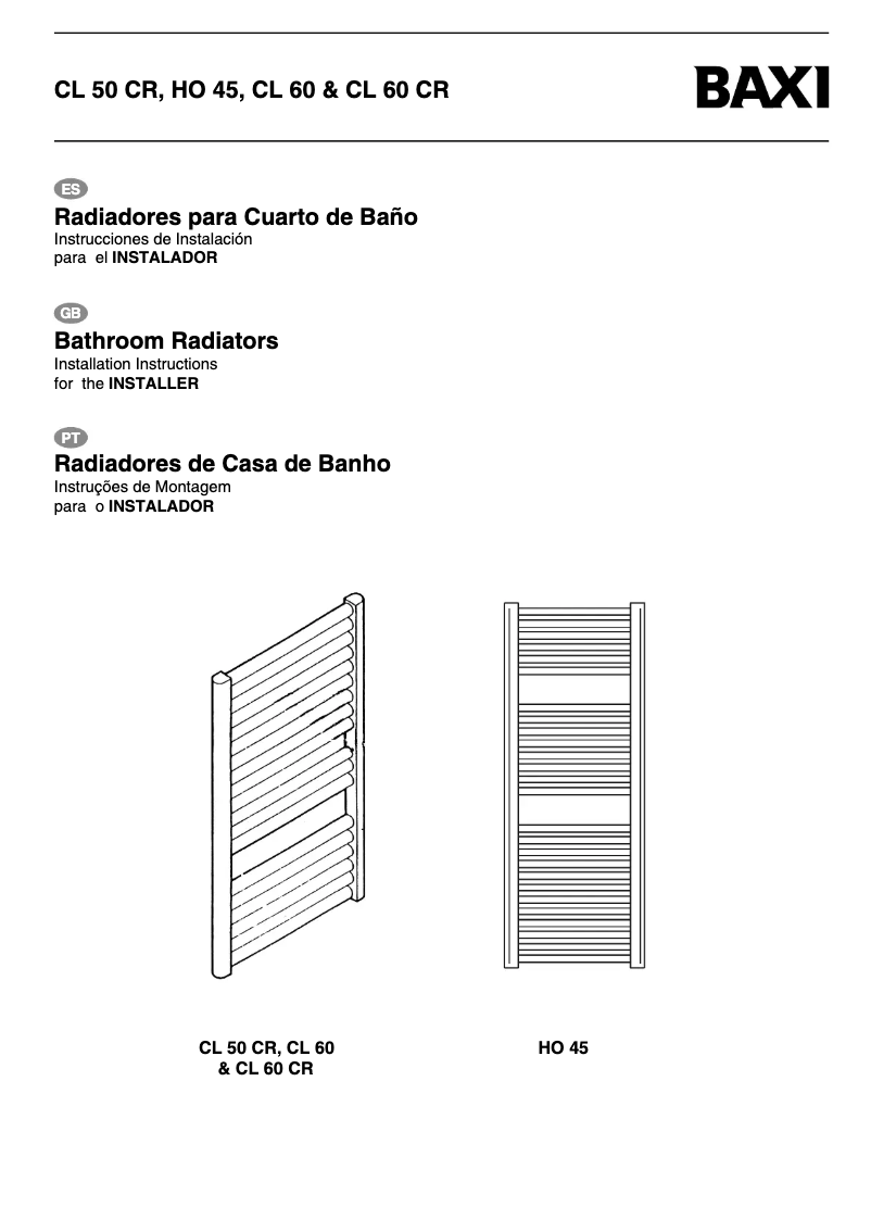 Page 1 de la notice Manuel utilisateur Baxi CL 60
