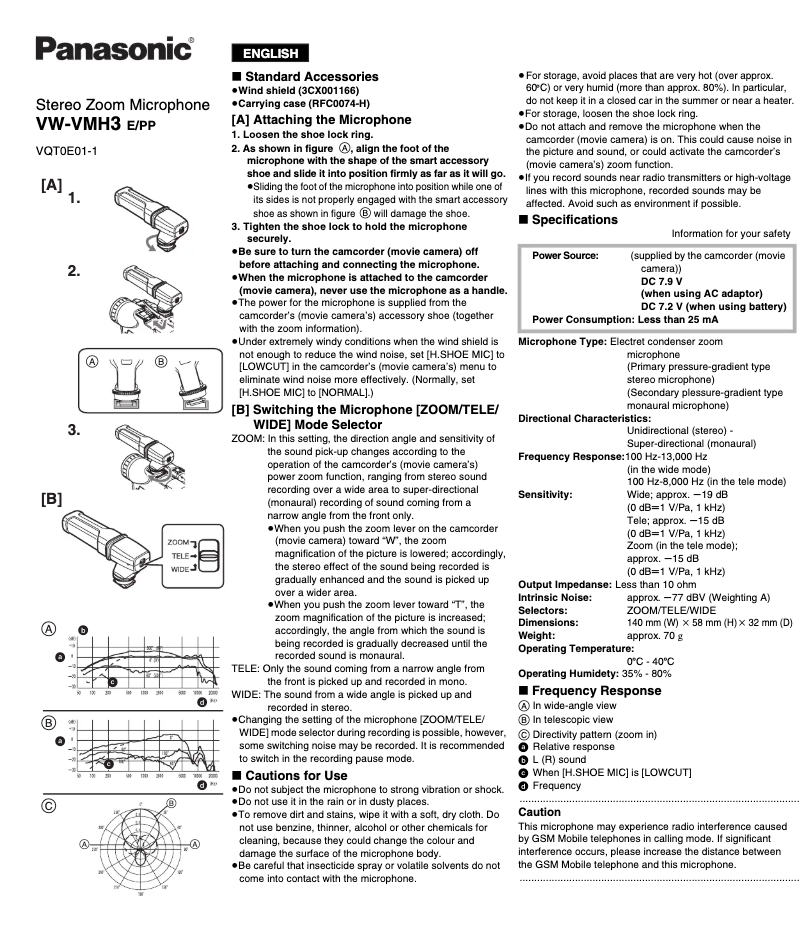 Page n°1 - Manuel utilisateur Panasonic VW-VMH3E
