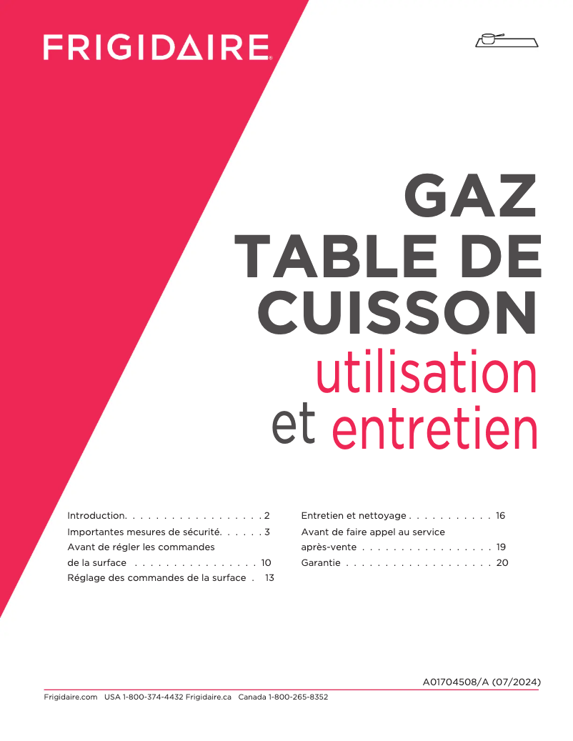 Page n°1 - Manuel utilisateur Frigidaire PCCG3680AS