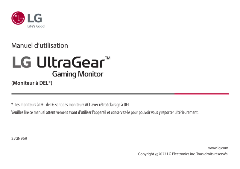 Página 1 del manual Manual de usuario LG 27GN95R