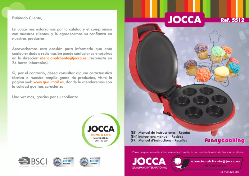 Page 1 de la notice Manuel utilisateur Jocca 5512