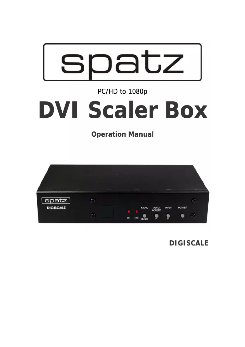 Page 1 de la notice Manuel utilisateur Spatz Digiscale