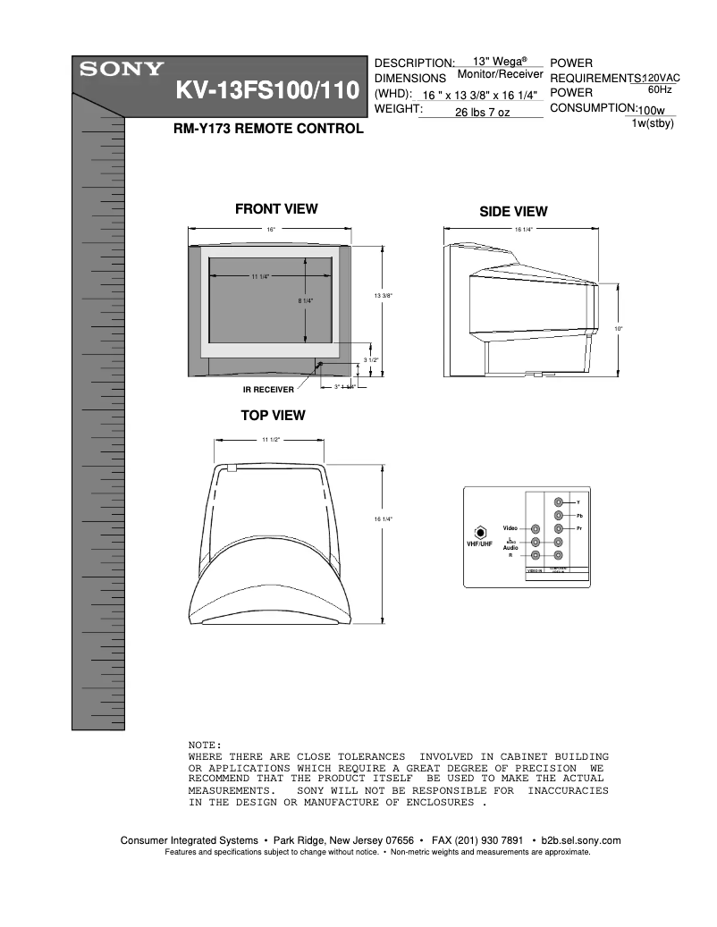 Página 1 del manual Guía de instalación Sony KV-13FS110
