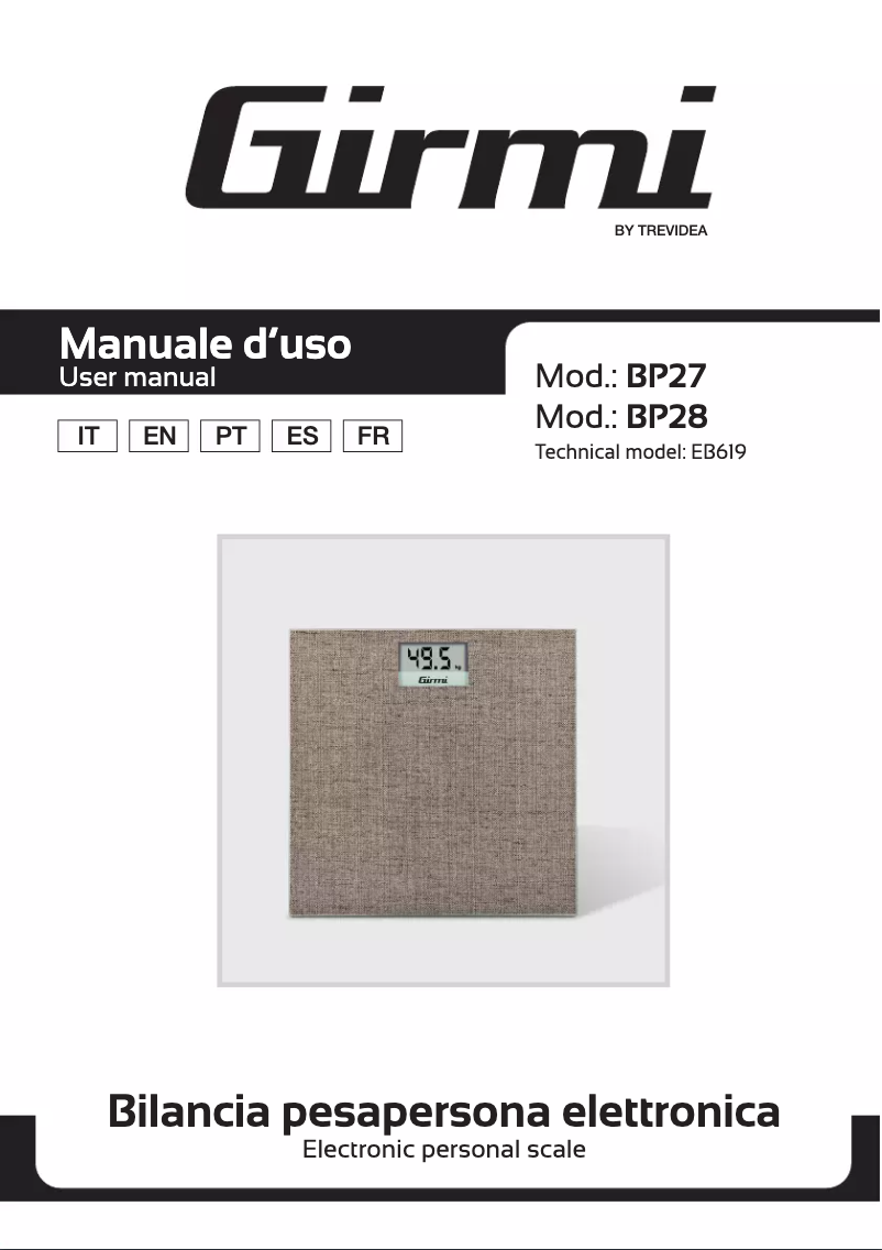 Page 1 de la notice Manuel utilisateur Girmi BP28