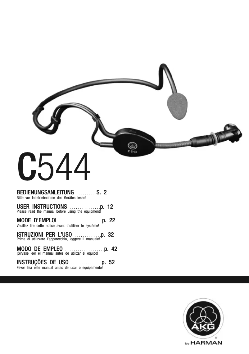 Page n°1 - Manuel utilisateur AKG C544L