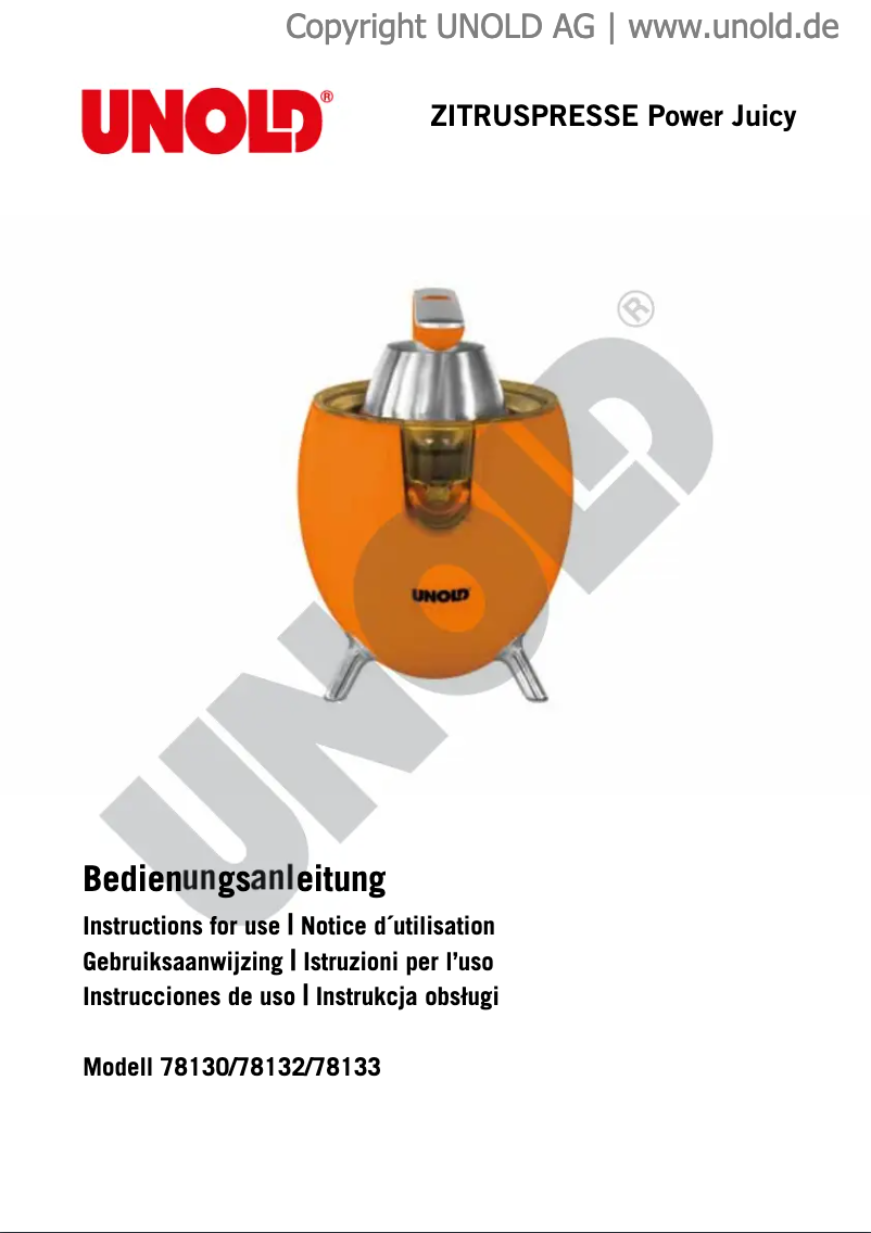 Imagen de la primera página del manual del dispositivo Power Juicy 78133