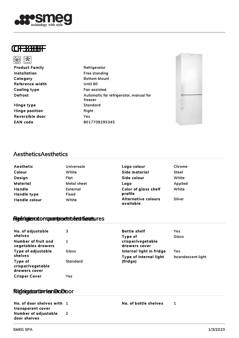 Page 1 de la notice Brochure Smeg CF33BF