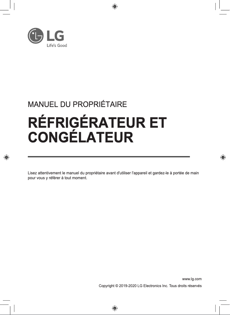 Page 1 de la notice Manuel utilisateur LG GC-L268NSXM
