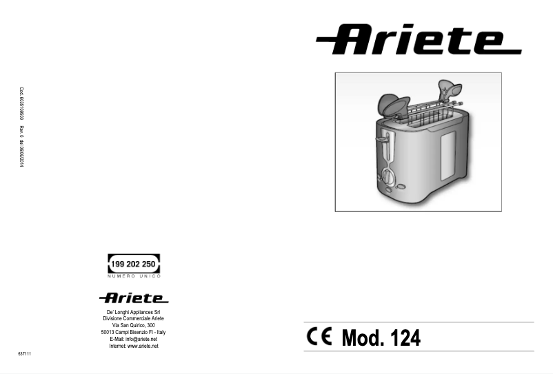 Page n°1 - Manuel utilisateur Ariete 124