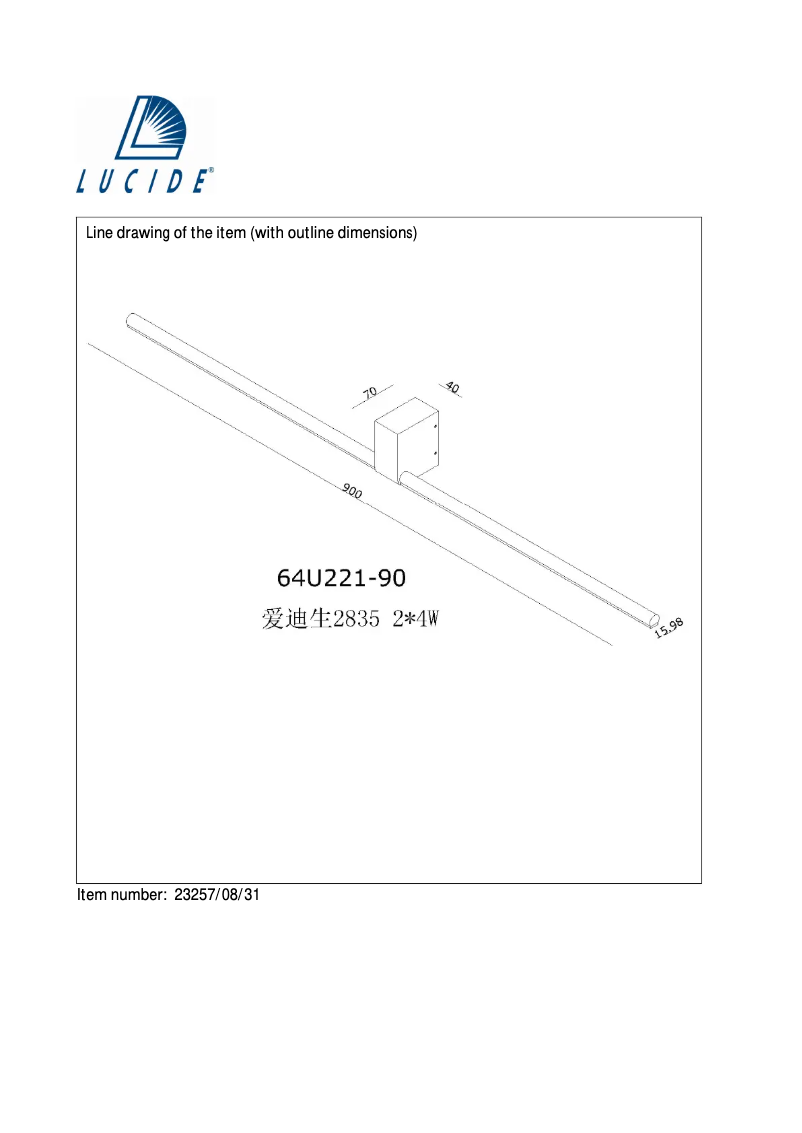 Page 1 de la notice Manuel utilisateur Lucide Sirius 23257/08/31