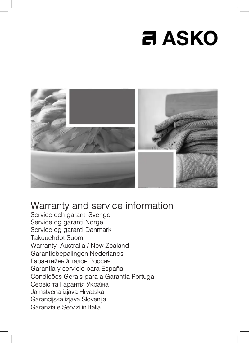 Page n°1 - Manuel utilisateur Asko HG1995SD