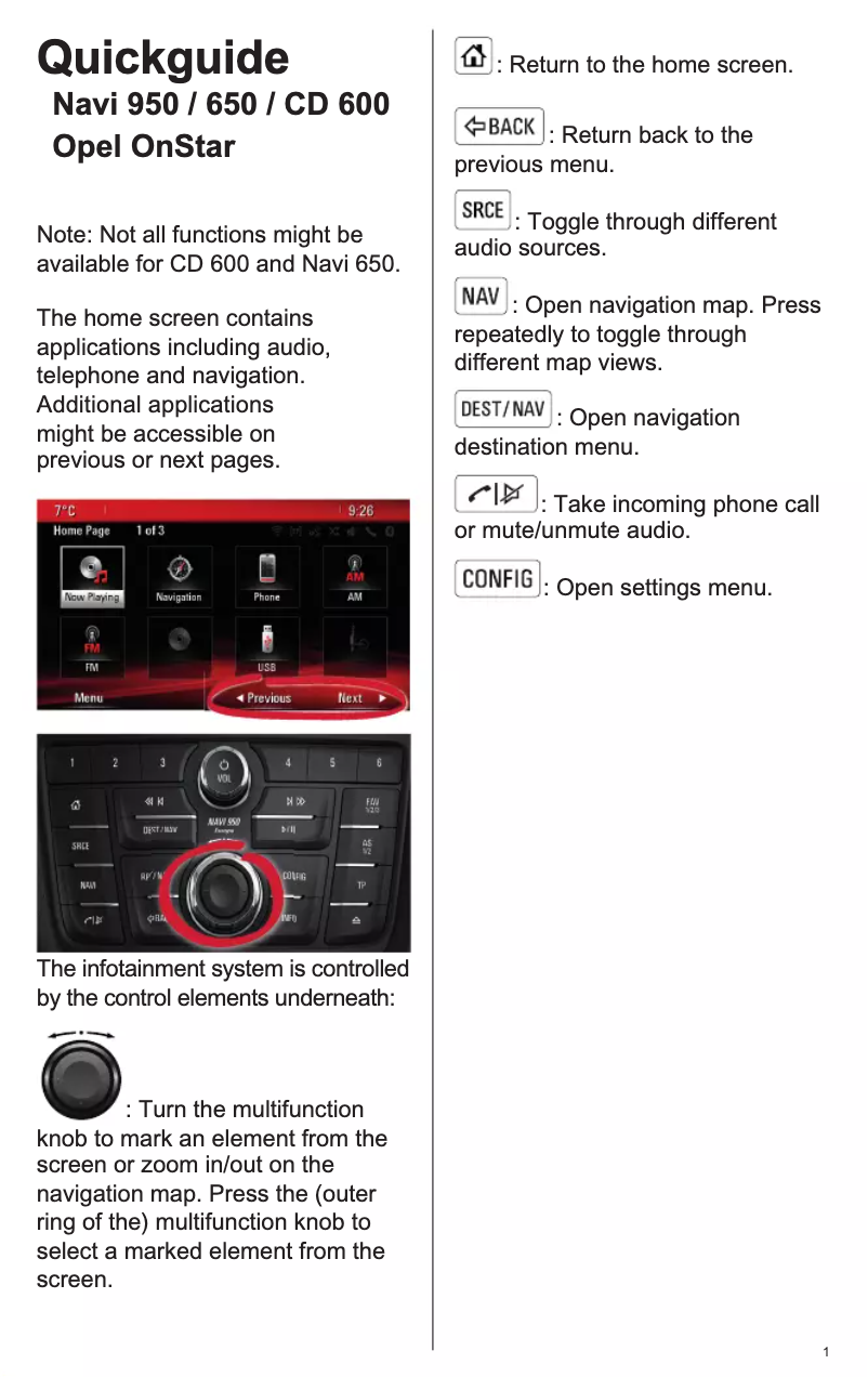 Page 1 de la notice Manuel utilisateur Opel Ampera (2017)