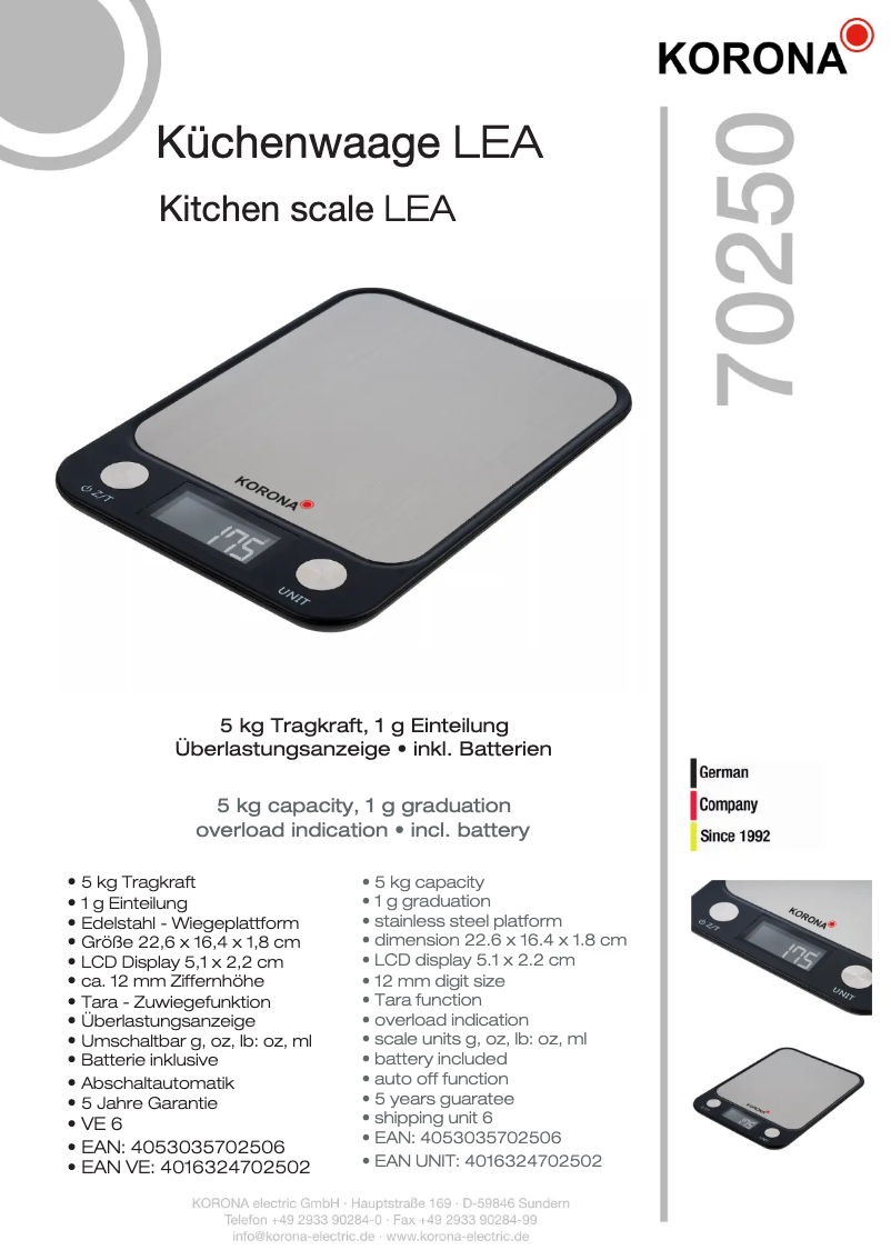 Imagen de la primera página del manual del dispositivo Lea 70250