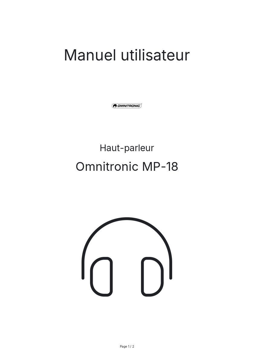 Page n°1 - Manuel utilisateur Omnitronic MP-18