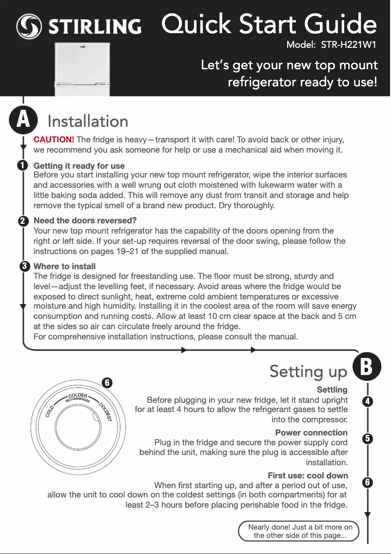 Page 1 de la notice Guide de démarrage rapide Stirling STR-H221W1