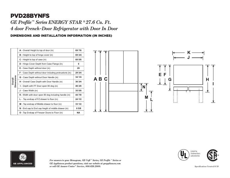 Image de la première page du manuel de l'appareil Profile PVD28BYNFS