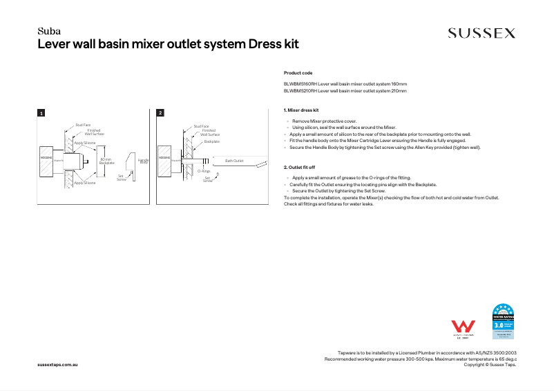 Image de la première page du manuel de l'appareil BLWBMS210RH