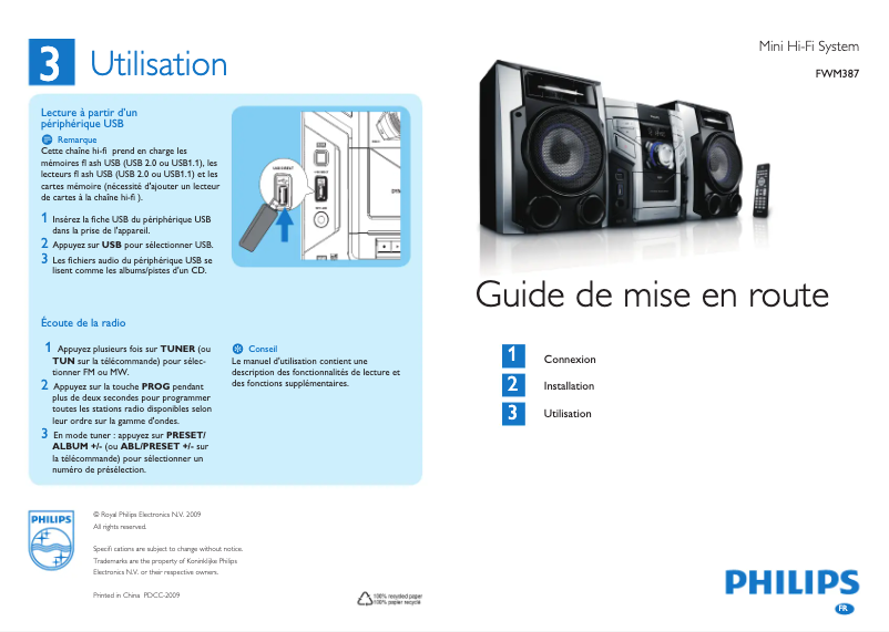 Página 1 del manual Guía de inicio rápido Philips FWM387