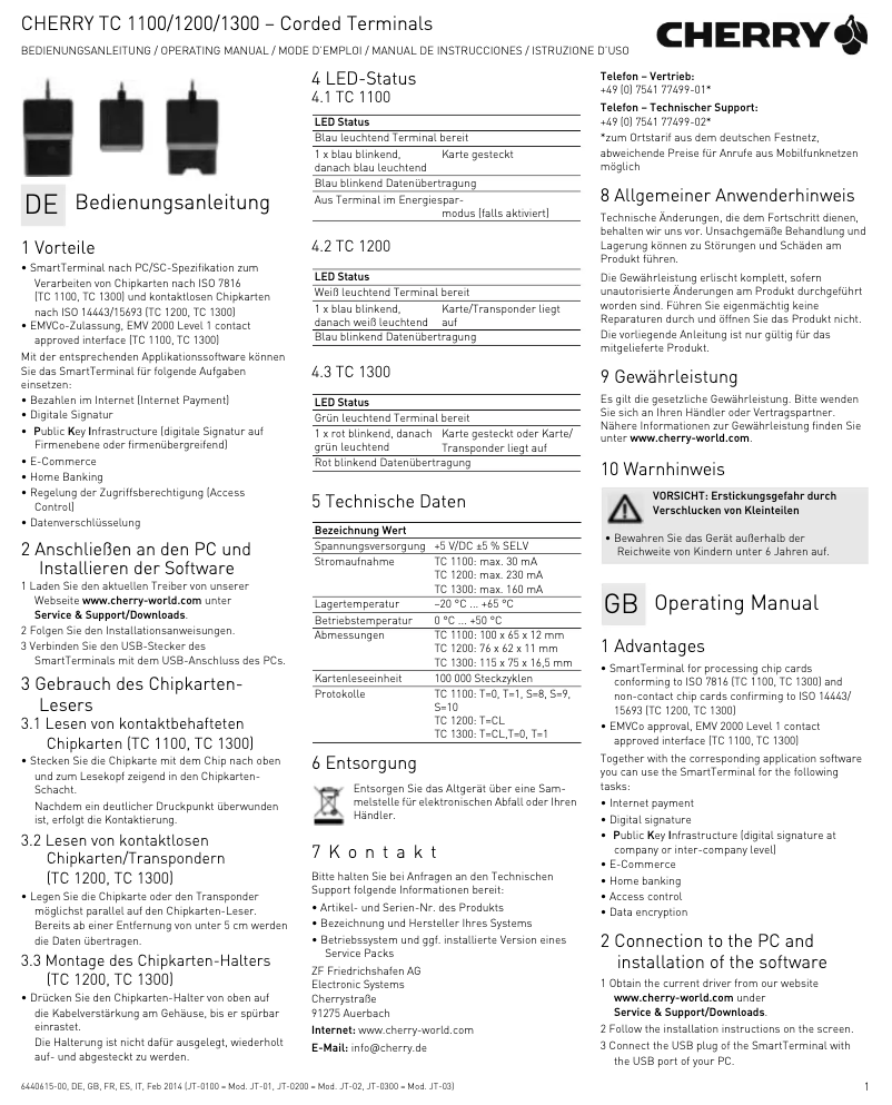 Image de la première page du manuel de l'appareil TC 1200