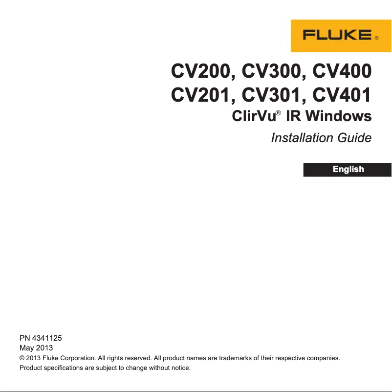 Page 1 de la notice Guide d'installation Fluke ClirVu CV201