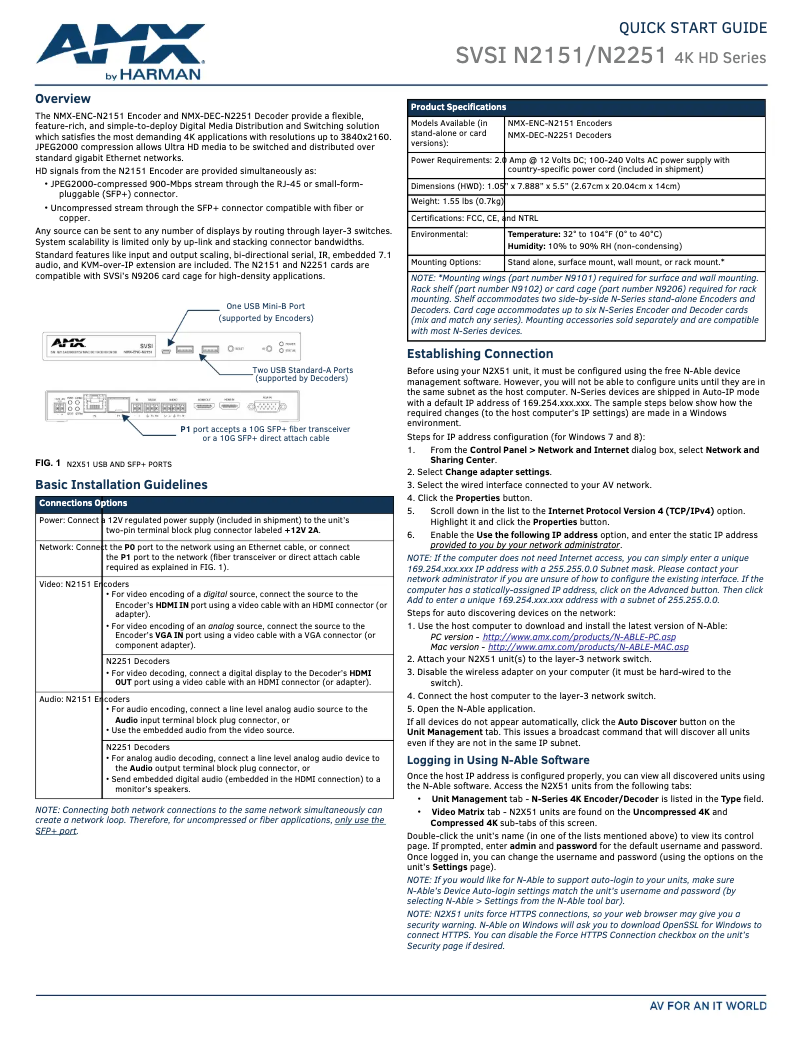 Image de la première page du manuel de l'appareil NMX-ENC-N2151