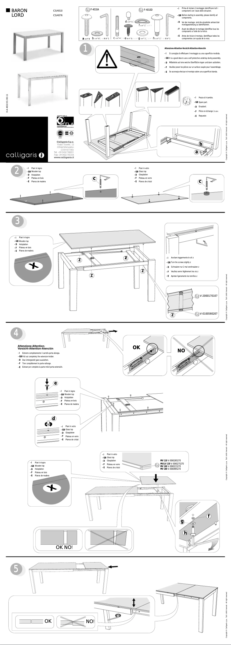 Page n°1 - Manuel utilisateur Calligaris .com BARON CS/4010-MV 130