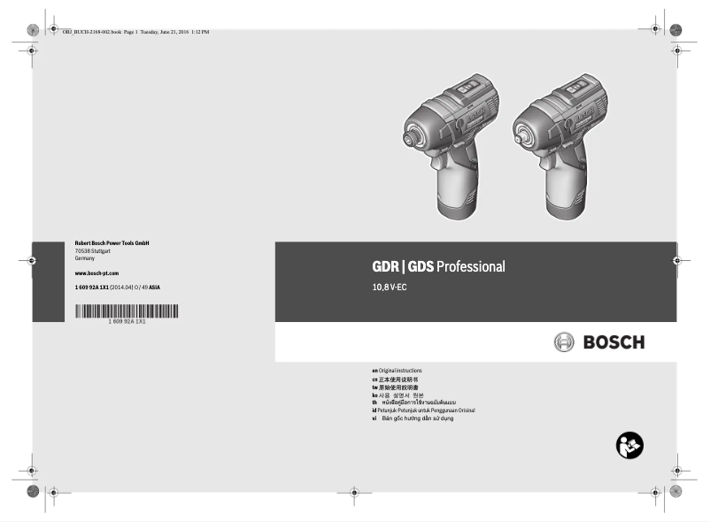 Page n°1 - Manuel utilisateur Bosch GDR 10,8 V-EC Professional