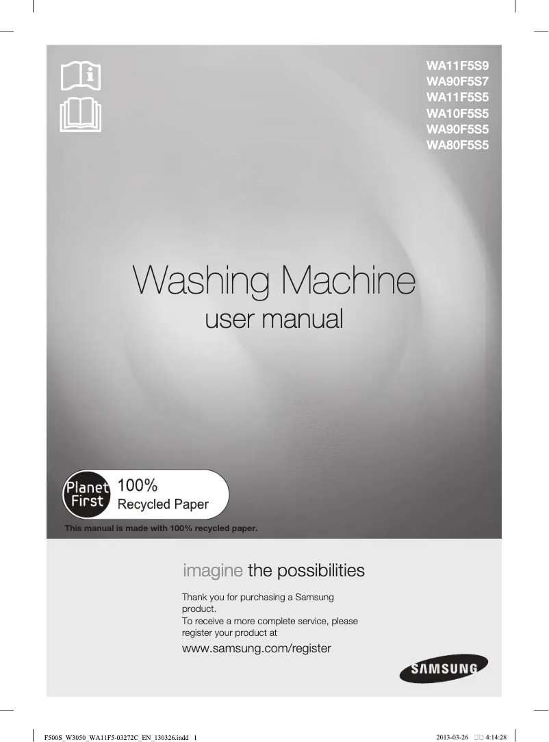 Page n°1 - Manuel utilisateur Samsung WA11F5S5QWA