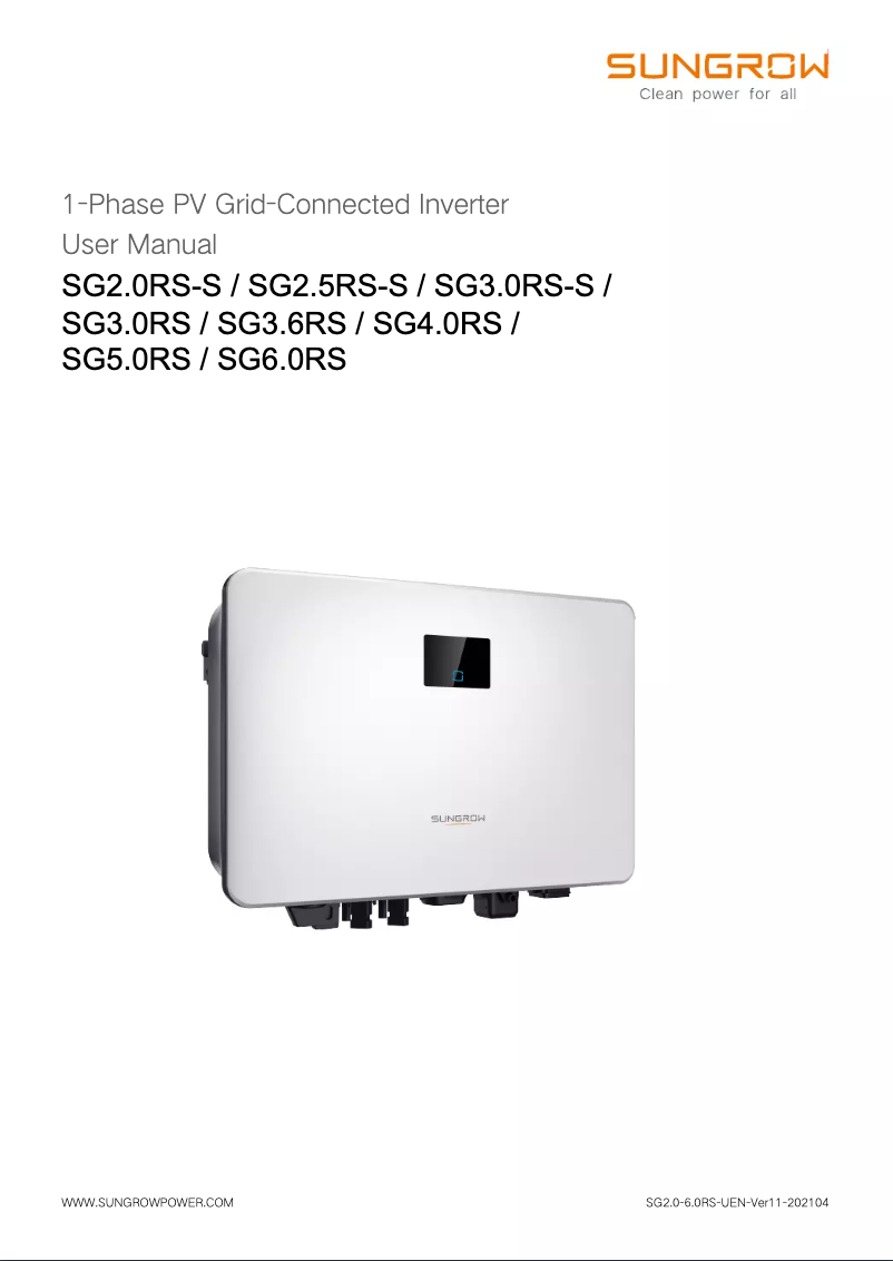 Página 1 del manual Manual de usuario Sungrow SH4.0RS