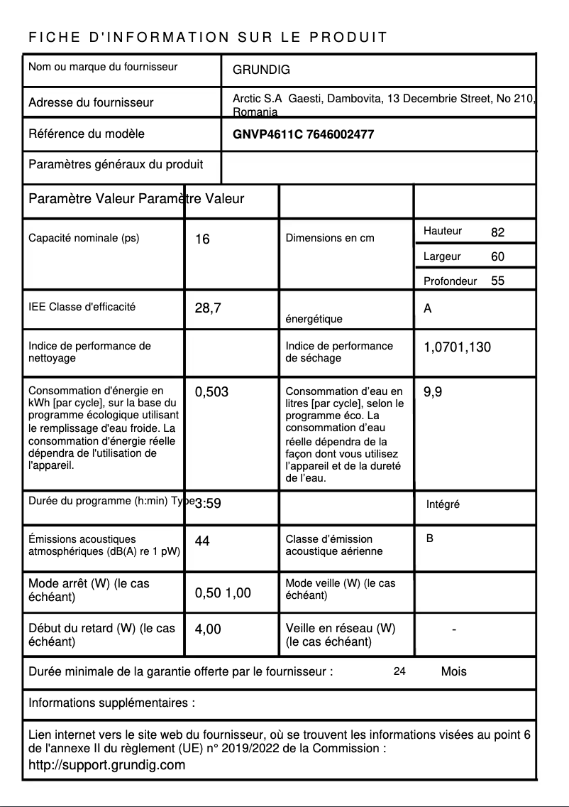 Image de la première page du manuel de l'appareil GNVP4611C