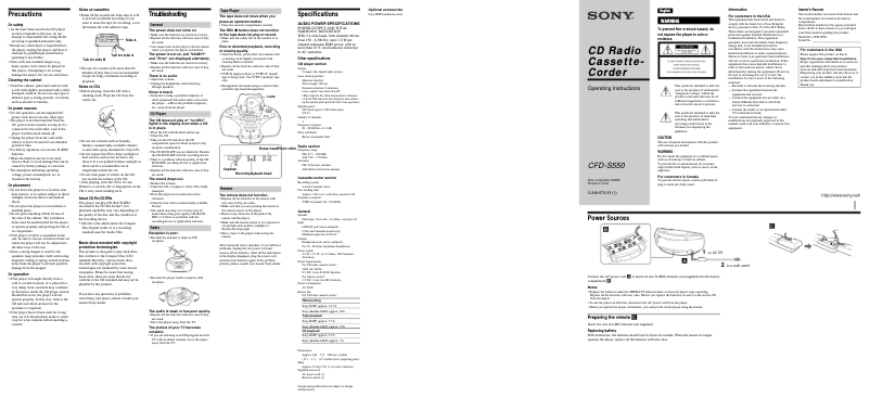 Página 1 del manual Manual de usuario Sony CFD-S550