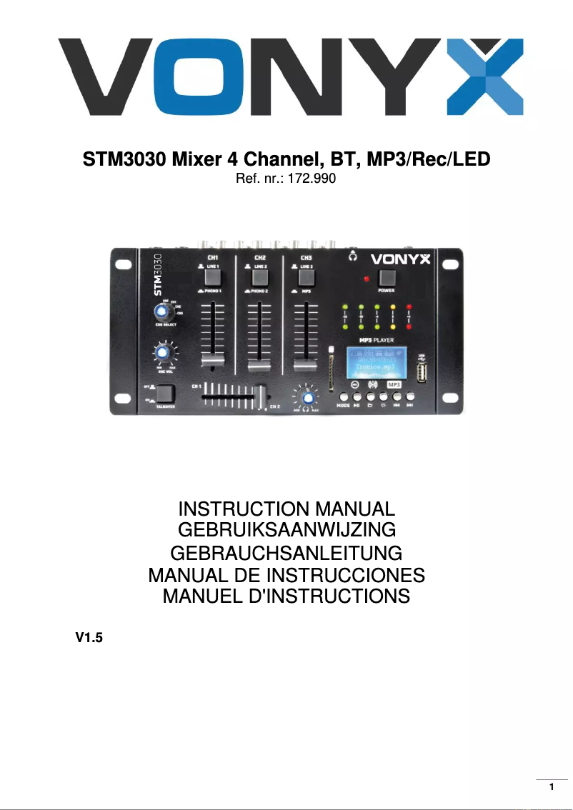 Page n°1 - Manuel utilisateur Vonyx STM3030