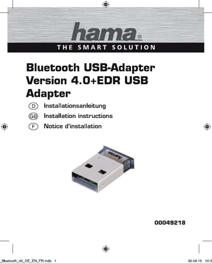 Image de la première page du manuel de l'appareil Bluetooth USB v4.0 + EDR