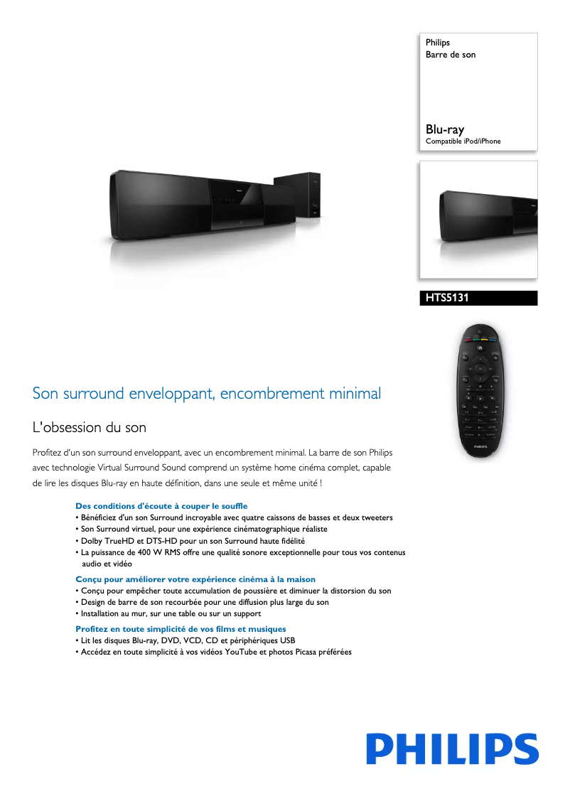 Page 1 de la notice Fiche technique Philips HTS5131
