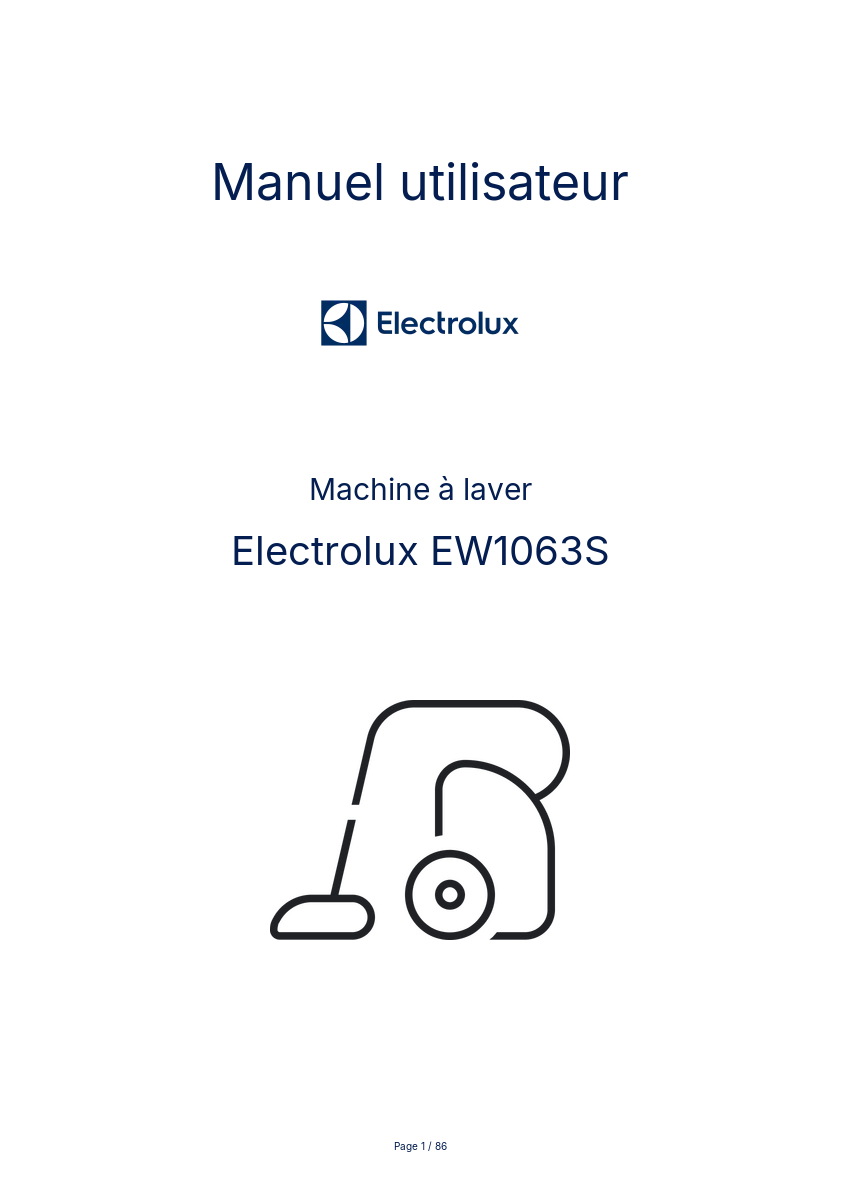 Image de la première page du manuel de l'appareil EW1063S