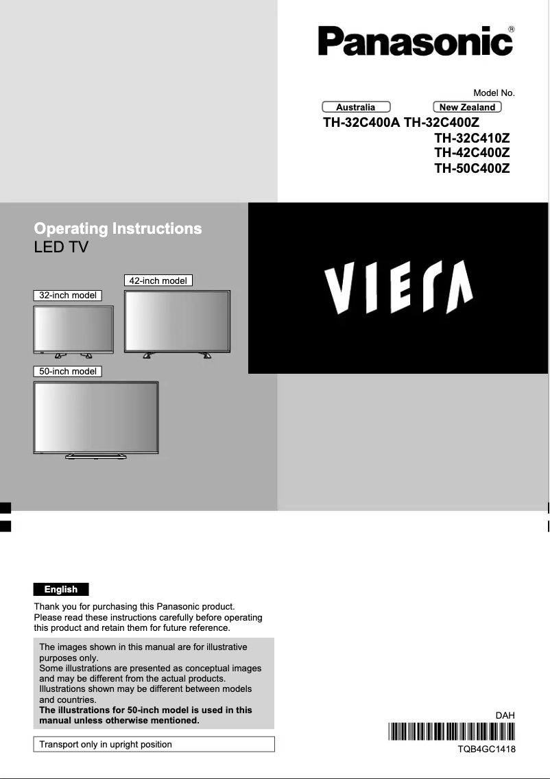 Page 1 de la notice Manuel utilisateur Panasonic TH-32C400Z