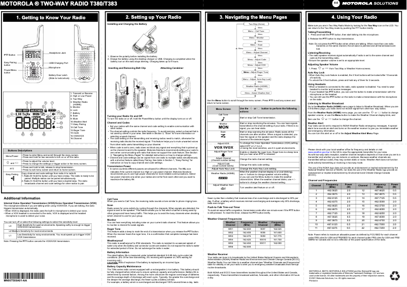 Page 1 de la notice Manuel utilisateur Motorola Talkabout T383