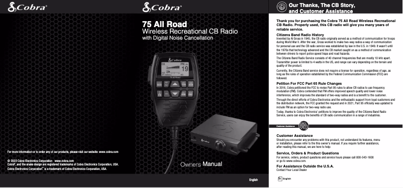 Página 1 del manual Manual de usuario Cobra 75 All Road