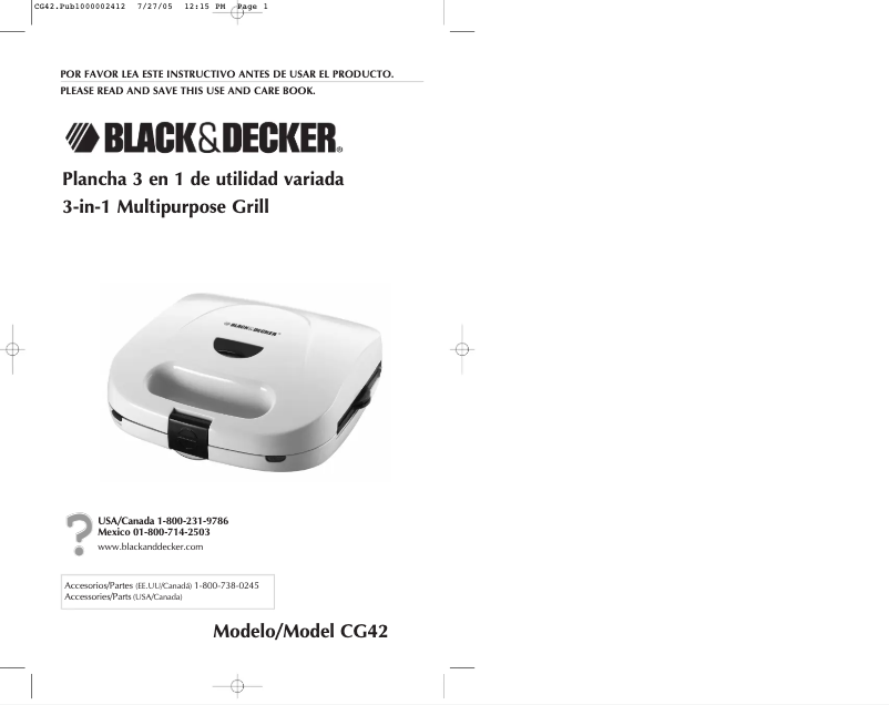 Page n°1 - Manuel utilisateur Black & Decker CG42