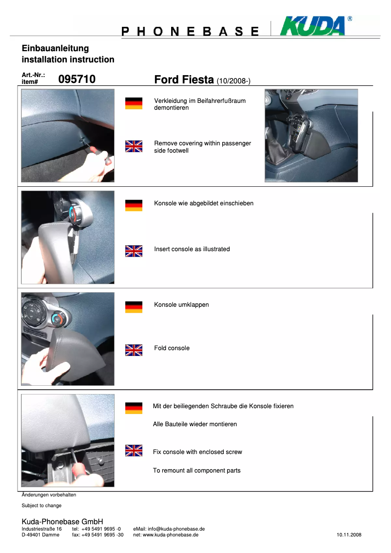 Page 1 de la notice Manuel utilisateur Kuda 095710