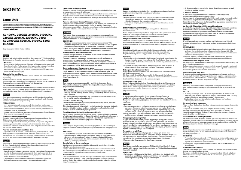 Page n°1 - Manuel utilisateur Sony XL-2100C