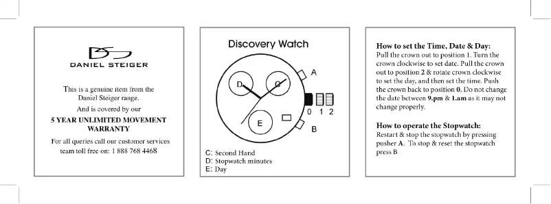 Page n°1 - Manuel utilisateur Daniel Steiger Discovery
