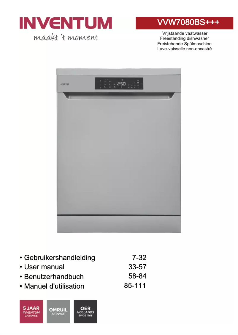 Page n°1 - Manuel utilisateur Inventum VVW7080BS+++