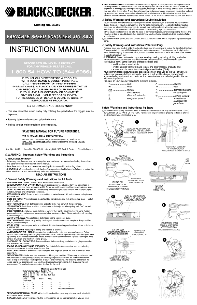 Página 1 del manual Manual de usuario Black & Decker JS250