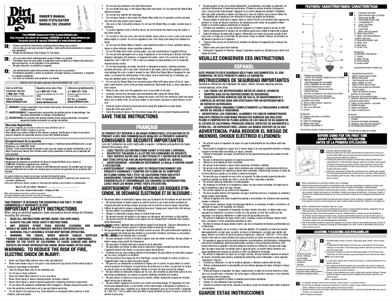 Page n°1 - Manuel utilisateur Dirt Devil Easy Steam Express II