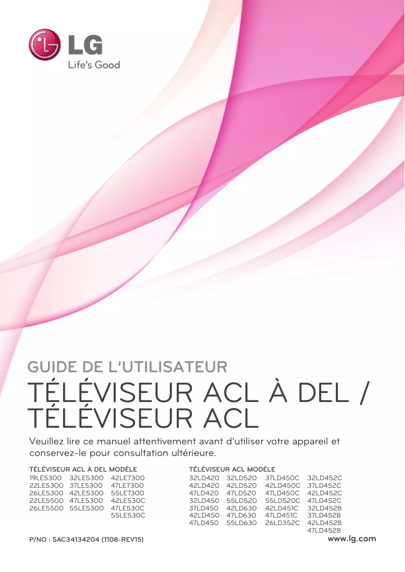 Image de la première page du manuel de l'appareil 32LD452C