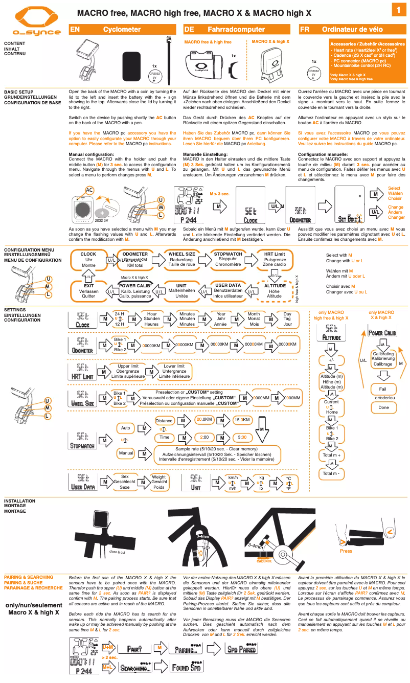 Página 1 del manual Manual de usuario O-Synce Macro high free