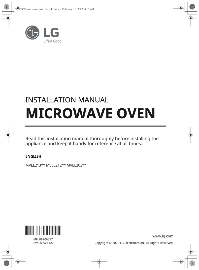 Page n°1 - Guide d'installation LG MVEL2137F