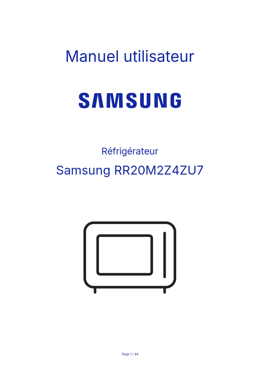 Image de la première page du manuel de l'appareil RR20M2Z4ZU7